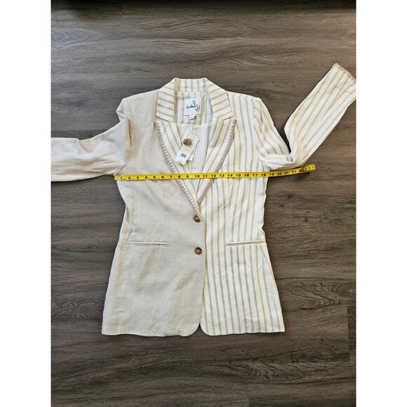Sam Edelman Women's White and Taupe Enola Linen Blend Blazer NWT Size Medium - Picture 14 of 15